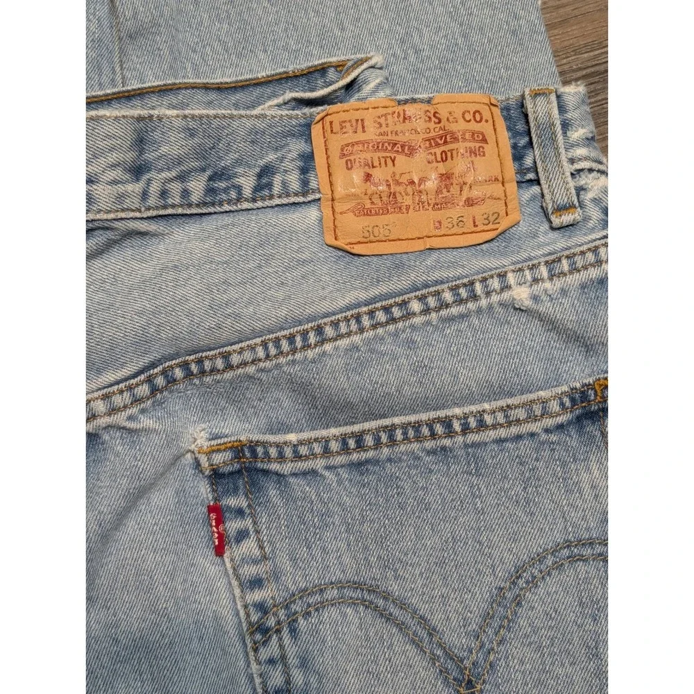 Levi's 505‎ Regular Fit Jeans W36 L32 Light Wash Denim Mens Pants
